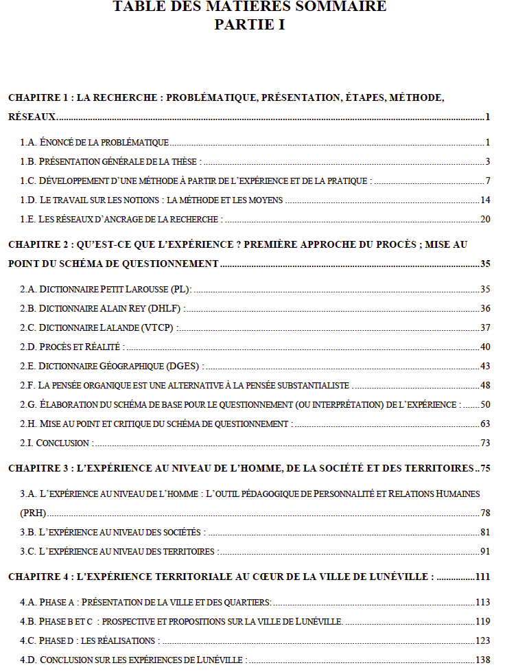 Inhoudsopgave/Table of contents/ La table des matières